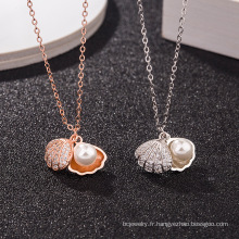 Shangjie OEM S925 Sterling Silver Shell Collier Perle Collier Perl Pendants Colliers Bar